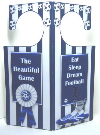 Blue N White 1 Football Door Hanger with Decoupage by Katie Silver