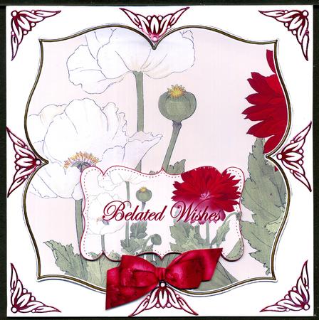 White Poppy Belated Wishes 8in Large Blooms Fancy Topper by Katie Silver