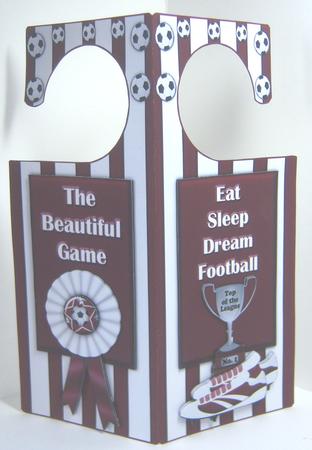 Maroon and White Football Door Hanger with Decoupage by Katie Silver