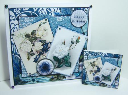 Cardtopper 7x7 with Inlet Blue Flower 238 by Katie Silver