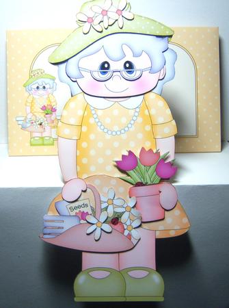 3D on the Shelf Card Kit - Gardening Old Lady Agnes by Katie Silver