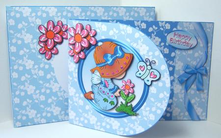 Blue Bonnet Girl D Flap Wrap Around Card Kit by Katie Silver