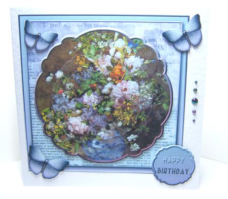 Cardtopper with Inlet All About Flowers Blue 271 by Katie Silver