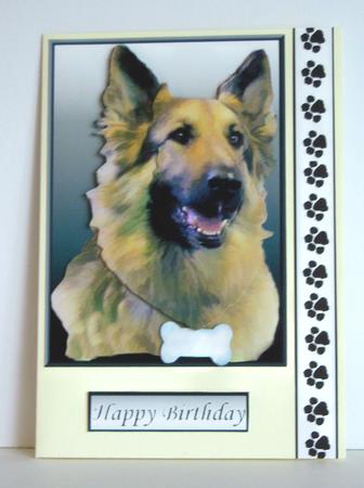 German Shepherd 4 Portrait 3D Decoupage with Background by Katie Silver