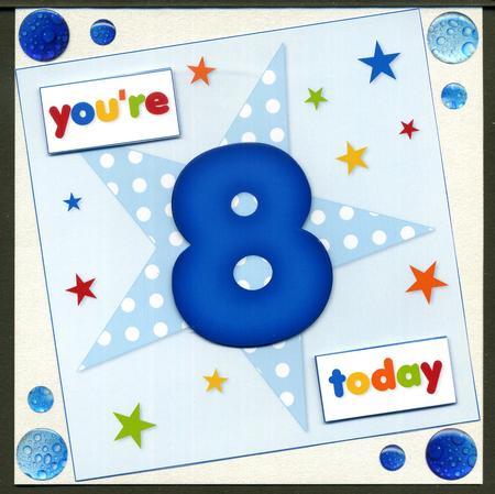 Boys Starry 8th Birthday Quick Card by Katie Silver