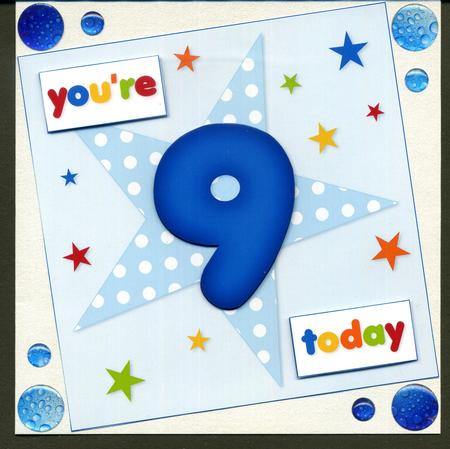 Boys Starry 9th Birthday Quick Card by Katie Silver