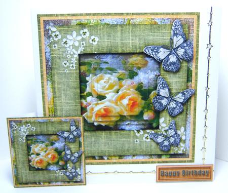 Cardtopper Framed Flowers Yellow Roses 345 by Katie Silver