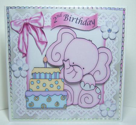Cute Pink Elephant on Lace & Cake Ages 1 to 5 8x8 Mini Ki Ki by Katie Silver