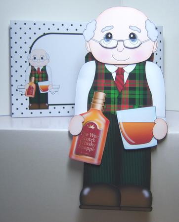 3D on the Shelf Card Kit - Old Man Whisky Drinker Donald by Katie Silver