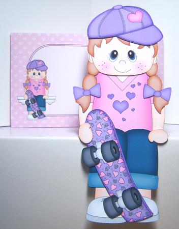 3D on the Shelf Card Kit - Little Skateboard Girl Lauren by Katie Silver