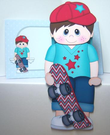3D on the Shelf Card Kit - Little Skateboard Boy Callum by Katie Silver
