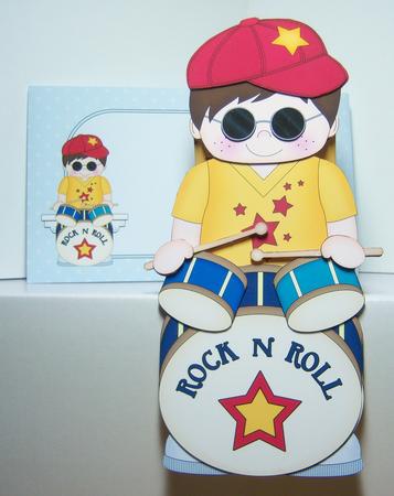 3D on the Shelf Card Kit - Little Rock Drummer Dave by Katie Silver