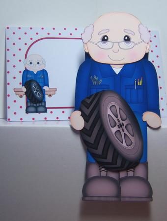 3D on the Shelf Card Kit - Old Man Car Mechanic Alan by Katie Silver