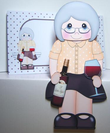 3D on the Shelf Card Kit - Wine Drinking Old Woman Wilma by Katie Silver