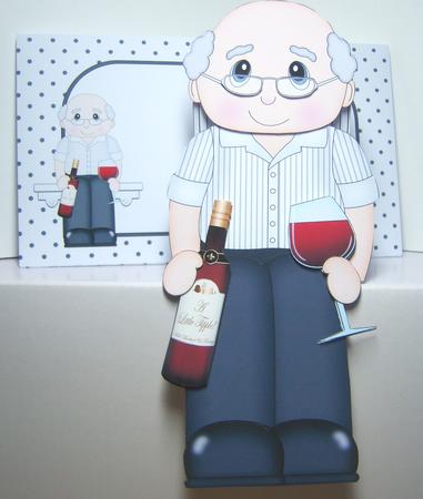 3D on the Shelf Card Kit - Wine Drinking Old Man Will by Katie Silver