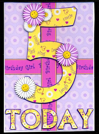 Five Today Birthday Daisies A5 Decoupage by Katie Silver