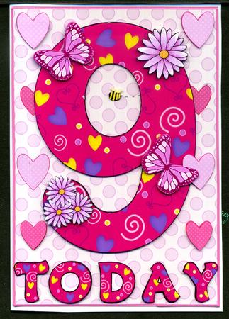 Nine Today Girl Butterflies and Flowers A5 Decoupage by Katie Silver