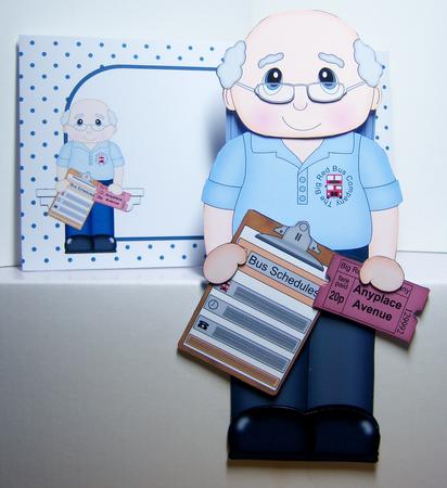 3D on the Shelf Card Kit - Old Man Bus Driver Brad by Katie Silver