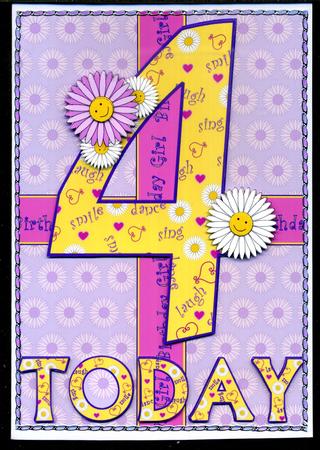 Four Today Birthday Daisies A5 Decoupage by Katie Silver