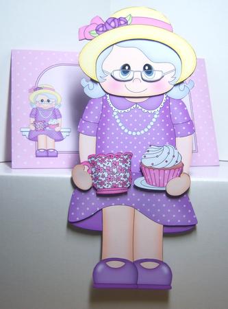 3D on the Shelf Card Kit - Gossip Galz - Cuppa & Cake Connie by Katie Silver