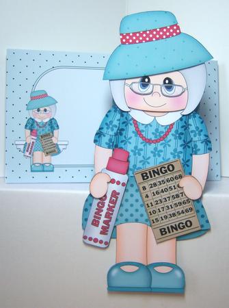 3D on the Shelf Card Kit - Gossip Galz - Old Lady Bingo Bess by Katie Silver