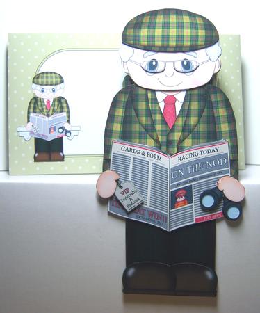 3D on the Shelf Card Kit - Old Man Racing Punter Aubrey by Katie Silver
