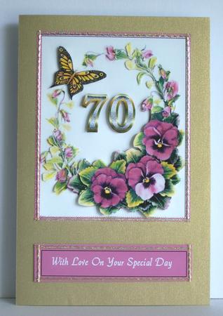 70 Years with Butterfly and Pansies by Katie Silver