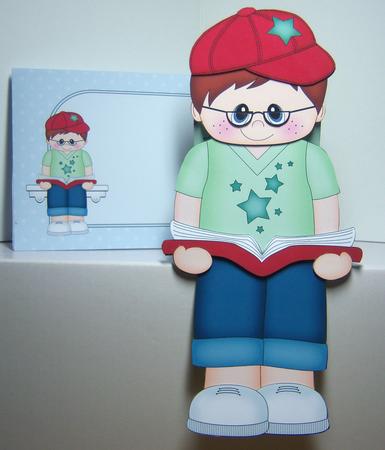 3D on the Shelf Card Kit - Little Book Reading Boy Noah by Katie Silver