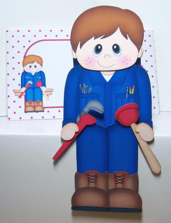 3D on the Shelf Card Kit - Little Plumber Niall by Katie Silver