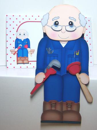 3D on the Shelf Card Kit - Old Man Plumber Len by Katie Silver