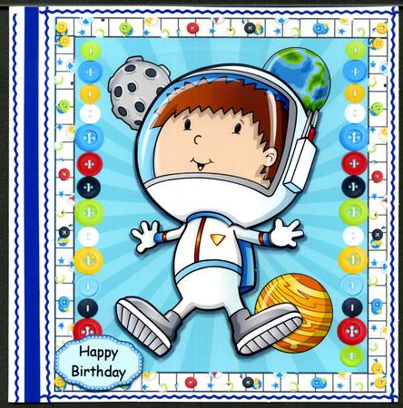 Astronaut with Planets 8x8 by Katie Silver