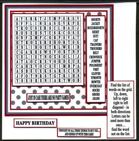 Puzzle 1 Wordsearch Mens Clothes by Katie Silver