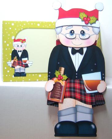 3D on the Shelf Card Kit - Christmas Scottish Whisky Drinker by Katie Silver