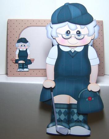 3D on the Shelf Card Kit - Golfing Old Lady Edna by Katie Silver