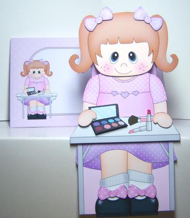 3D on the Shelf Card Kit - Little Make-up Girl Lucy by Katie Silver