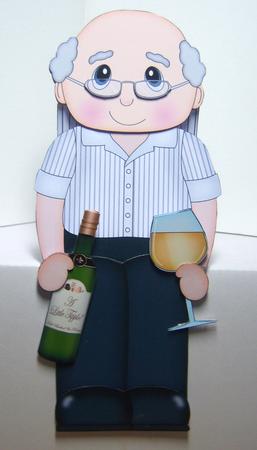 3D on the Shelf Card Kit - Old Man White Wine Drinker Morris by Katie Silver