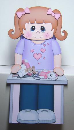 3D on the Shelf Card Kit - Little Crafter Girl Effe by Katie Silver