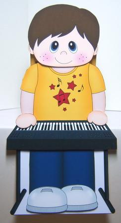 3D on the Shelf Card Kit - Little Keyboard Player Boy Luca by Katie Silver