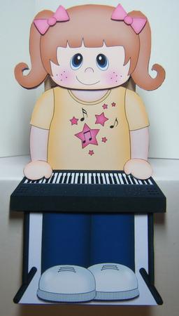3D on the Shelf Card Kit - Little Keyboard Player Girl Adel by Katie Silver