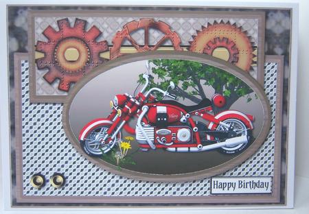 Oval Sketch Card - Red Motor Bike by Katie Silver