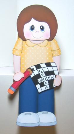 3D on the Shelf Card Kit - Crossword Lady Peg by Katie Silver