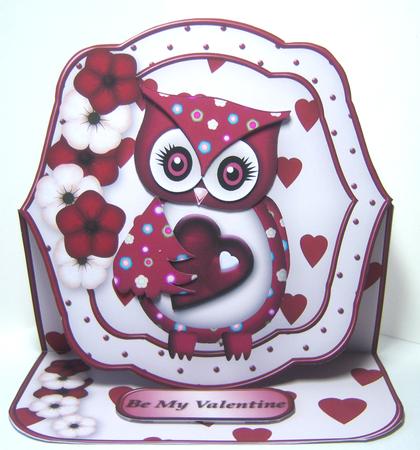 Valentine Owl - Shaped Easel Card Mini Kit by Katie Silver