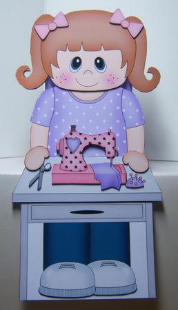 3D on the Shelf Card Kit - Little Sewing Machine Girl Rosy by Katie Silver