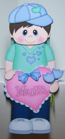 3D on the Shelf Card Kit - Little Boy Joey's Heart for Mum by Katie Silver