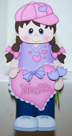 3D on the Shelf Card Kit - Little Girl Lili's Heart for Mum by Katie Silver
