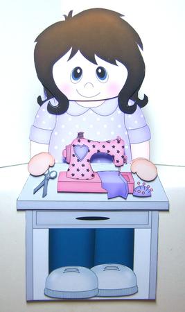 3D on the Shelf Card Kit - Little Sewing Machine Lady Clio by Katie Silver