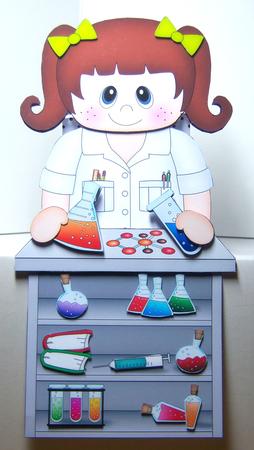 3D on the Shelf Card Kit - Little Girl Scientist Lacy by Katie Silver