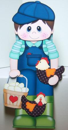 3D on the Shelf Card Kit - Little Chicken Farmer Kelvin by Katie Silver