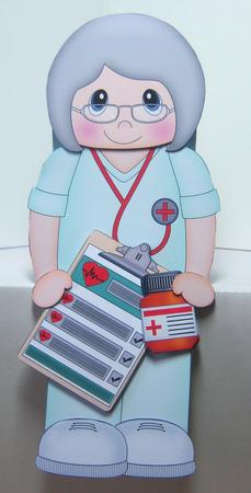 3D on the Shelf Card Kit - Little Old Lady Doctor Gray by Katie Silver