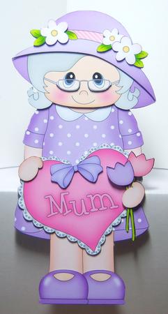 3D on the Shelf Card Kit - Gossip Galz Mum Hyacinth's Heart by Katie Silver